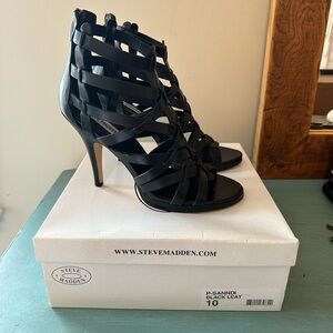 Steve Madden P-Sanndi Black Strappy Heels